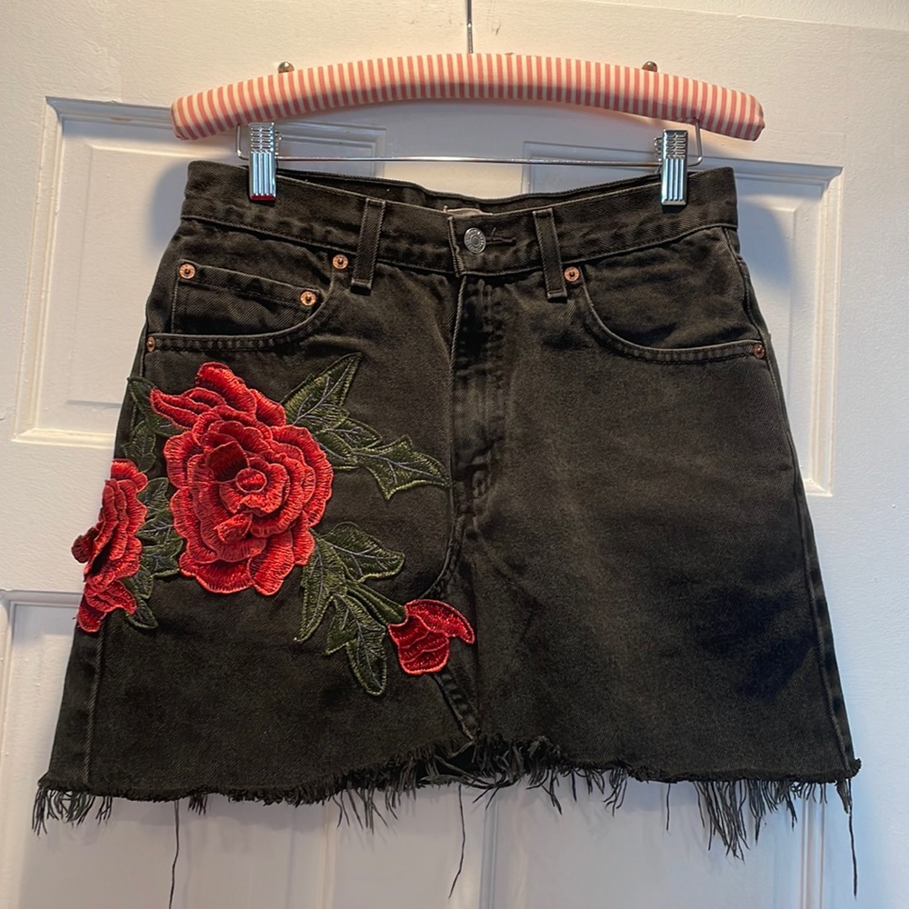 Furst of a Kind - Embroidered Jean Mini Skirt